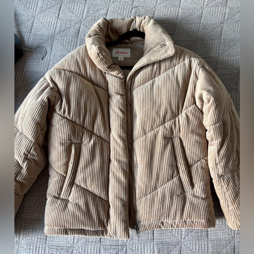 Joe Fresh Tan Puffer Jacket with High Collar